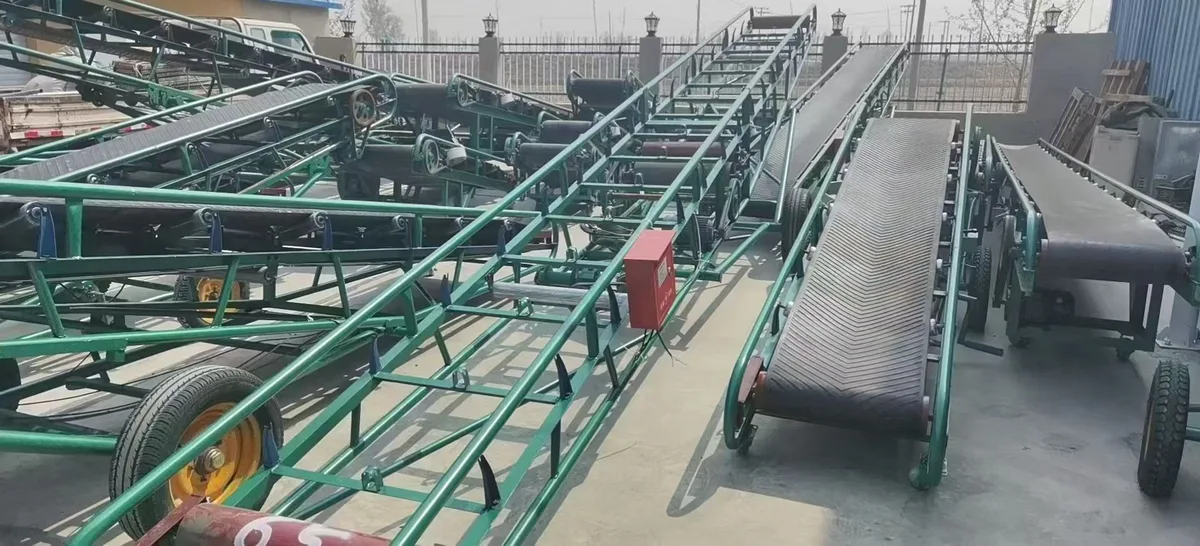 Green mobile conveyor frames with belt drive units