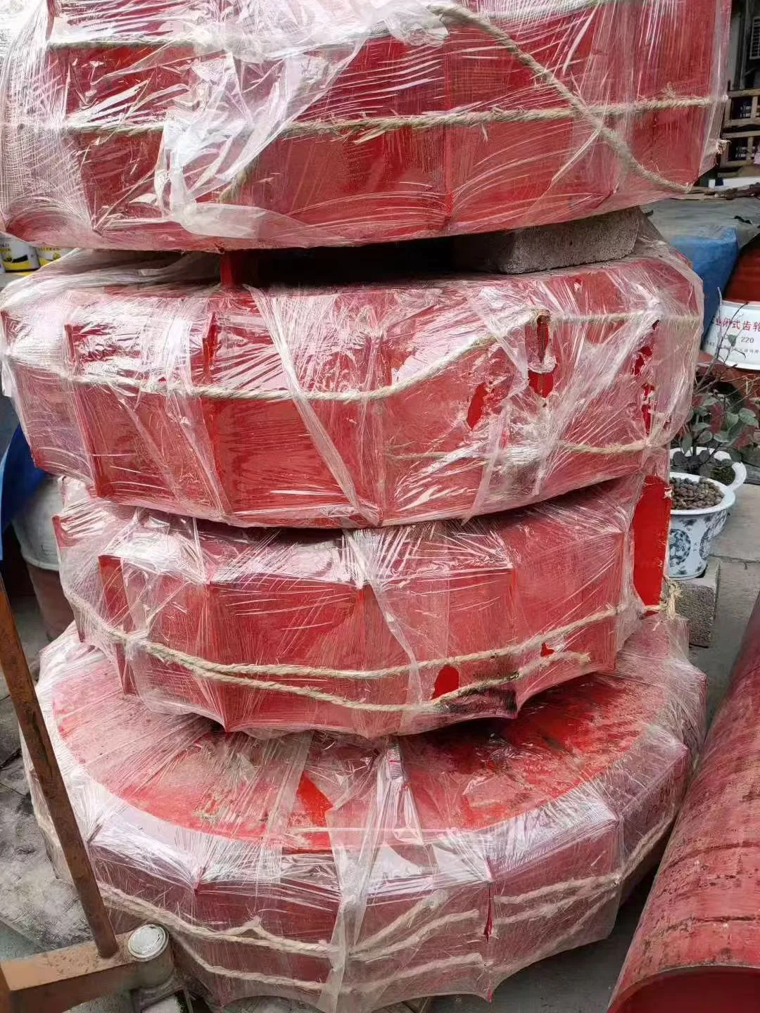 Wrapped red-ended conveyor drum components